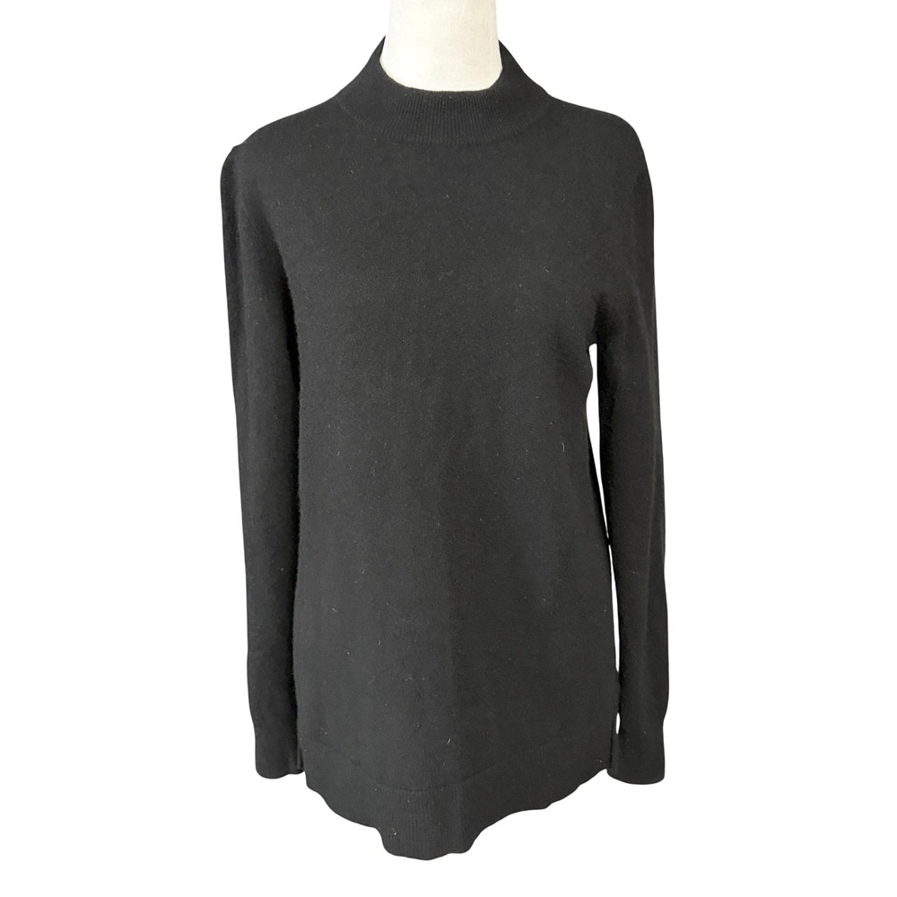 J.CREW Sweater Womens M Black 100% Cashmere Mock Neck Long Sleeve Knit Pullover